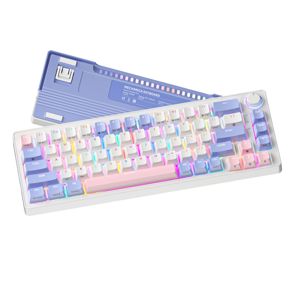 ZA68 60% Keyboard 68 Keys Hot Swappable Anti-ghosting 2.4G Wireless BT Mini Rgb Red Switch Gaming Mechanical Keyboard For Computer