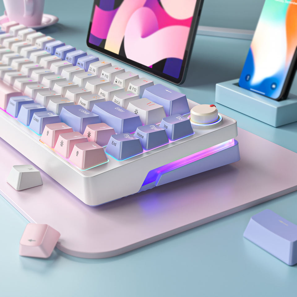 ZA68 60% Keyboard 68 Keys Hot Swappable Anti-ghosting 2.4G Wireless BT Mini Rgb Red Switch Gaming Mechanical Keyboard For Computer