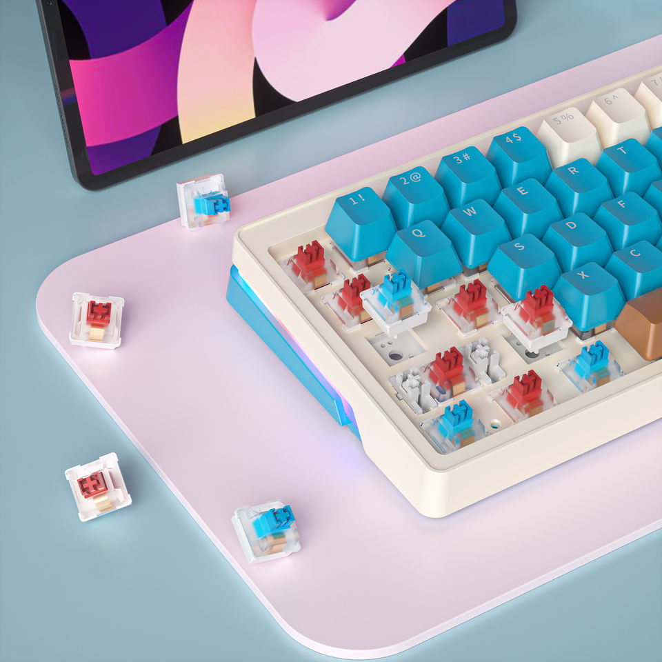 ZA68 60% Keyboard 68 Keys Hot Swappable Anti-ghosting 2.4G Wireless BT Mini Rgb Red Switch Gaming Mechanical Keyboard For Computer