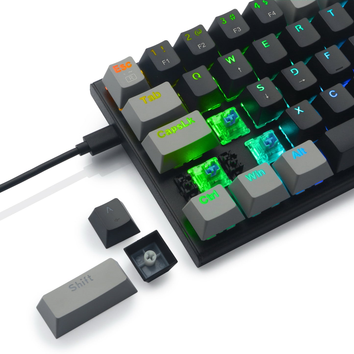 Z11 Hot swappable RGB USB 60% Mini Mechanical Gaming Keyboard,Blue Red Switch 61 Keys Wired detachable cable Keyboard 1 buyer