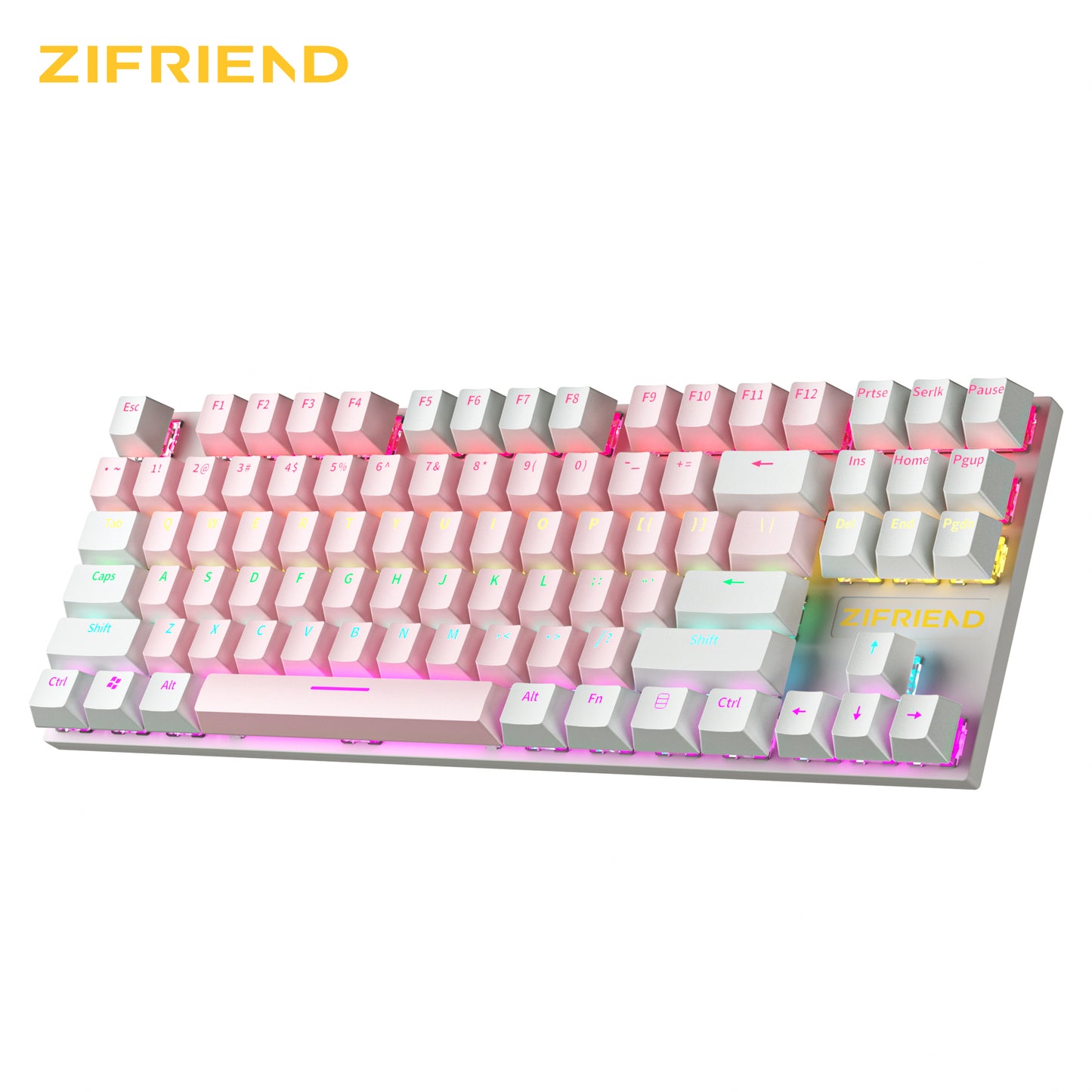KY400 87 Keys Green Swappable Switch Mix Color Keycap USB Wired Mini RGB Backlight Gaming Mechanical Keyboard for Tablet Computer Phone