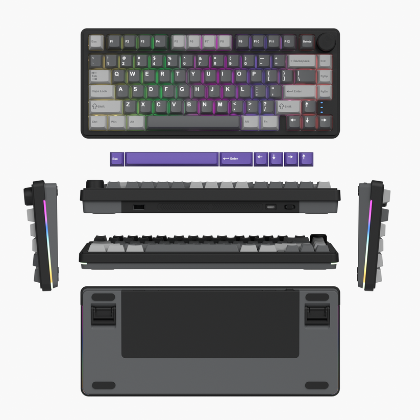 RX75( Tri-mode 4000mA battery ) 80KEYS Hot-Swappable Switch PBT Keycap ...