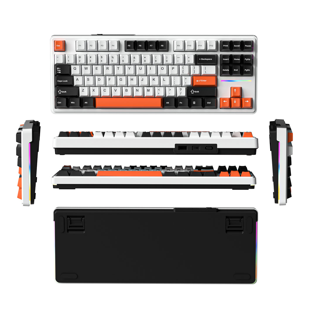 CYBERLYNK RX87(Tri-mode-4000mA battery)Hot-Swappable Switch PBT Keycap RGB Bcaklit Gasket Mechanical Keyboard (87KEYS  Russian Layout )