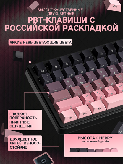 CYBERLYNK RX75 Wired 80Keys Hot-Swappable Switch PBT Keycap RGB Bcaklit Gasket Structure N-Keys Rollover Gaming Mechanical Keyboard with knob ( Russian Layout )