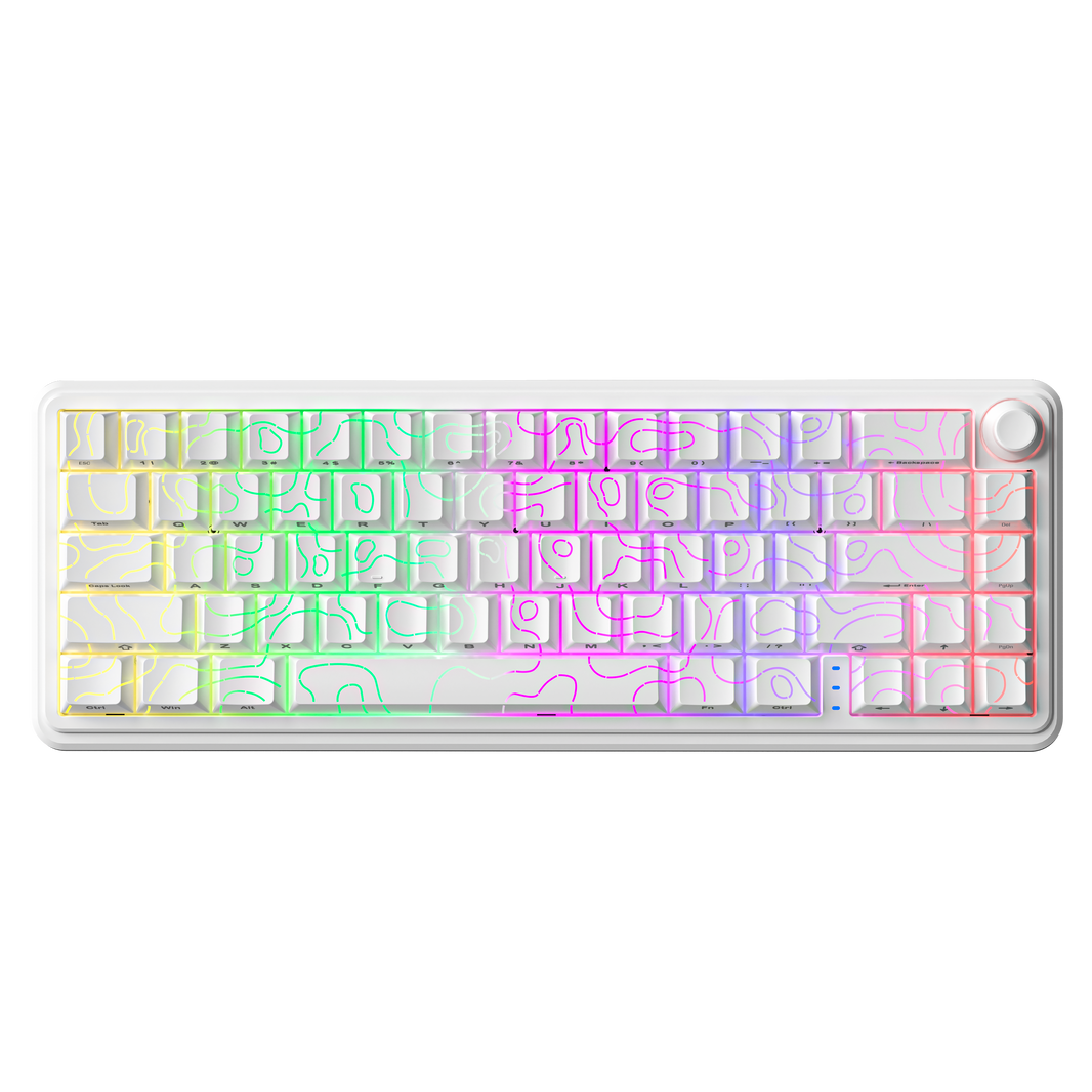 RX68 67 Keys Hot-Swappable Switch PBT Keycap RGB Bcaklit Gasket Structure N-Keys Rollover Gaming Mechanical Keyboard with knob ( Tri-mode 4000mA battery )