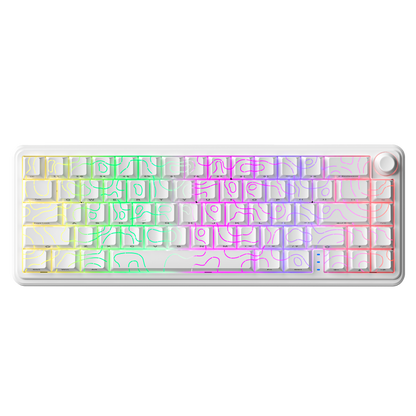 RX68 67 Keys Hot-Swappable Switch PBT Keycap RGB Bcaklit Gasket Structure N-Keys Rollover Gaming Mechanical Keyboard with knob ( Tri-mode 4000mA battery )