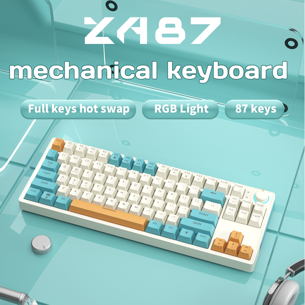 ZA87 80 percent keyboard Hot Swappable exchangeable Yellow Axis