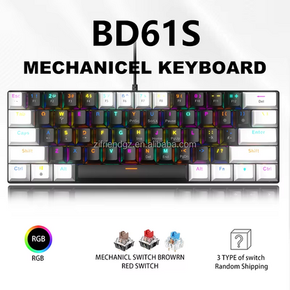 BD61S 61Keys Red Blue Brown Switch RGB lighting Mechanical keyboard