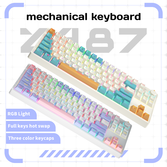 ZA87 80 percent keyboard Hot Swappable exchangeable Yellow Axis Mini R ...
