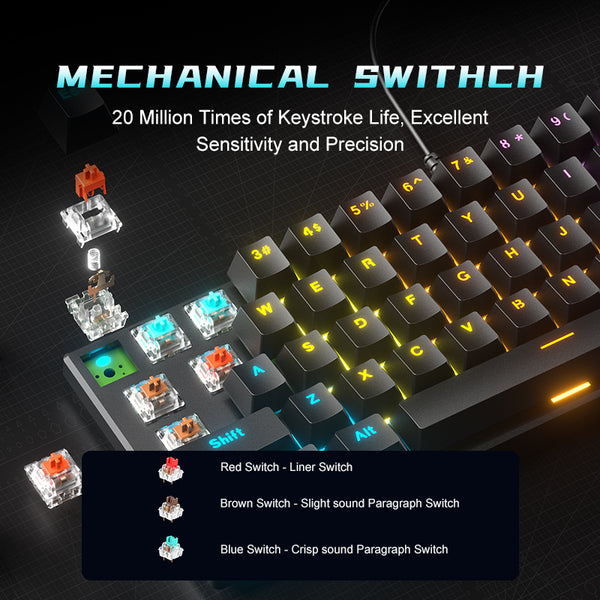 BD61 61 keys Rainbow lighting Swappable Switch Mechanical keyboard ...