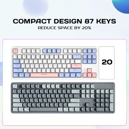 G87 Russian layout 75% Wired Mechanical Gaming Keyboard LED White Backlit 87 Keys Compact TKL Keyboard for Windows Laptop PC