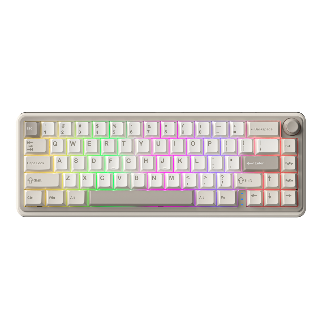 RX68 67 Keys Hot-Swappable Switch PBT Keycap RGB Bcaklit Gasket Structure N-Keys Rollover Gaming Mechanical Keyboard with knob ( Tri-mode 4000mA battery )