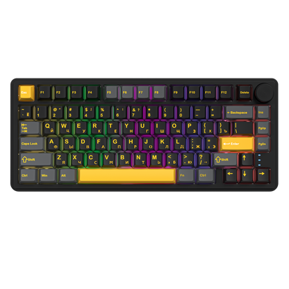 CYBERLYNK RX75 Wired 80Keys Hot-Swappable Switch PBT Keycap RGB Bcaklit Gasket Structure N-Keys Rollover Gaming Mechanical Keyboard with knob ( Russian Layout )