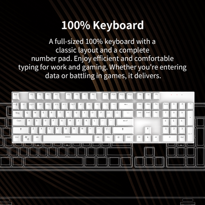 KY300 Full Size 104 Keys Wired Mechanical Gaming Keyboard for Mac Layout with Blue Switch LED Backlight Double Shot ABS Keycaps