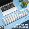 ZT104 104 Keys White Backlit full size Gaming Mechanical Keyboard with Sliver Switch Wired for Laptop Desktop PC Gamers