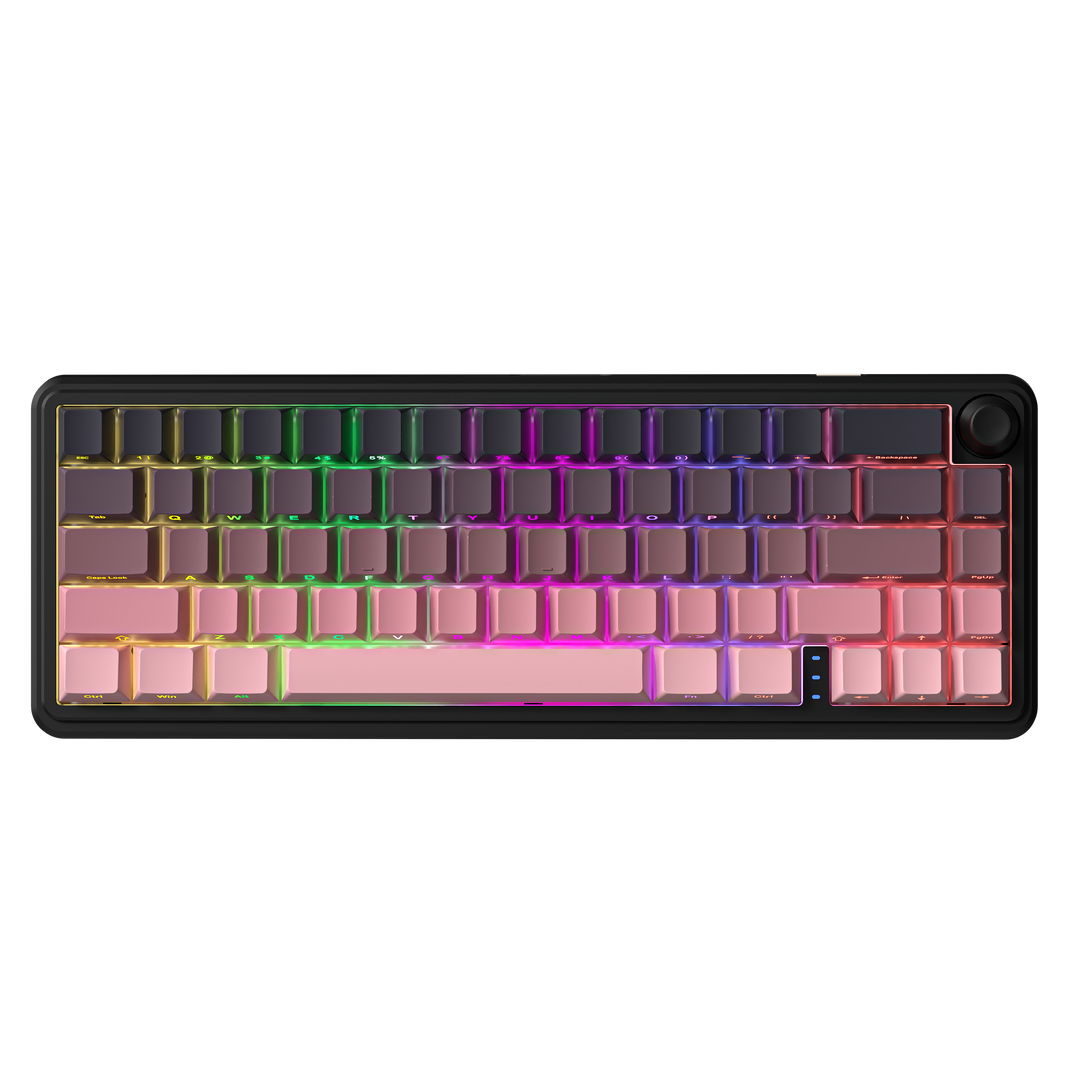 RX68 67 Keys Hot-Swappable Switch PBT Keycap RGB Bcaklit Gasket Structure N-Keys Rollover Gaming Mechanical Keyboard with knob ( Tri-mode 4000mA battery )