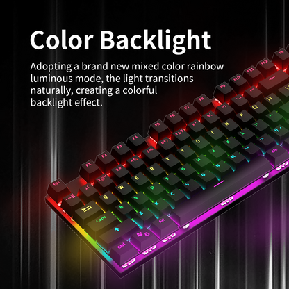 KY300 Full Size 104 Keys Wired Mechanical Gaming Keyboard for Mac Layout with Blue Switch LED Backlight Double Shot ABS Keycaps