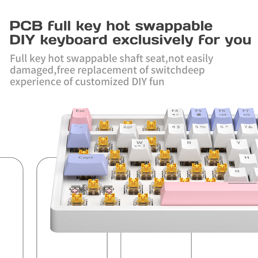 ZA87 80 percent keyboard Hot Swappable exchangeable Yellow Axis Mini R ...