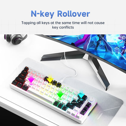 AG68 67 Keys with knob Hot-Swappable Switch ABS Keycap Rainbow Bcaklit Gasket Structure Wire N-Keys Rollover Gaming Mechanical Keyboard