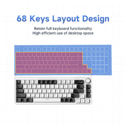 AG68 67 Keys with knob Hot-Swappable Switch ABS Keycap Rainbow Bcaklit Gasket Structure Wire N-Keys Rollover Gaming Mechanical Keyboard