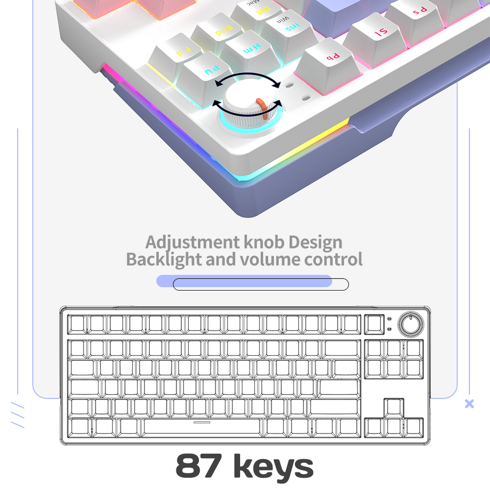 ZA87 80 percent keyboard Hot Swappable exchangeable Yellow Axis Mini R ...