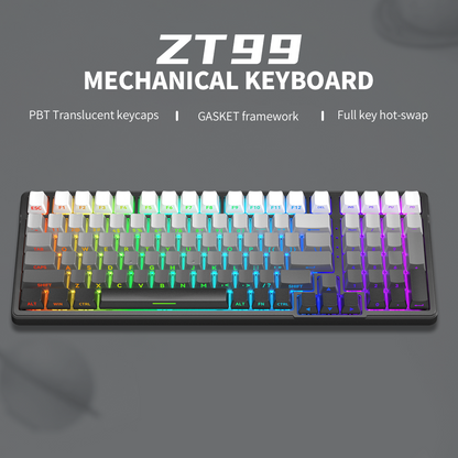ZT99 PBT Translucent keycaps Gsaket framework hot-swap USB RGB Led Backlit Gaming Mechanical Keyboard 99KEYS