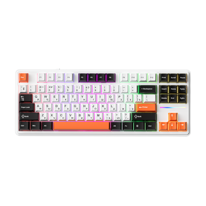 CYBERLYNK RX87(Tri-mode-4000mA battery)Hot-Swappable Switch PBT Keycap RGB Bcaklit Gasket Mechanical Keyboard (87KEYS  Russian Layout )