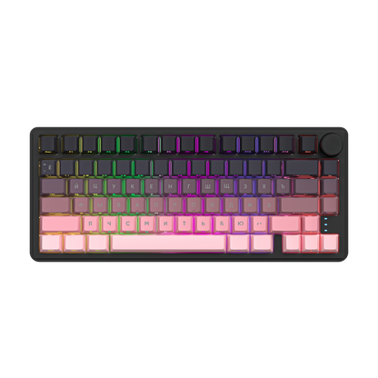 CYBERLYNK RX75 Wired 80Keys Hot-Swappable Switch PBT Keycap RGB Bcaklit Gasket Structure N-Keys Rollover Gaming Mechanical Keyboard with knob ( Russian Layout )