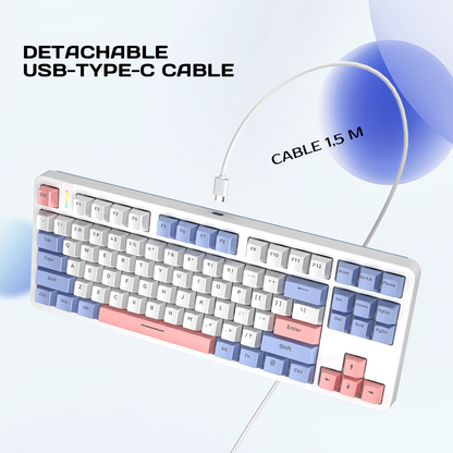 G87 Russian layout 75% Wired Mechanical Gaming Keyboard LED White Backlit 87 Keys Compact TKL Keyboard for Windows Laptop PC