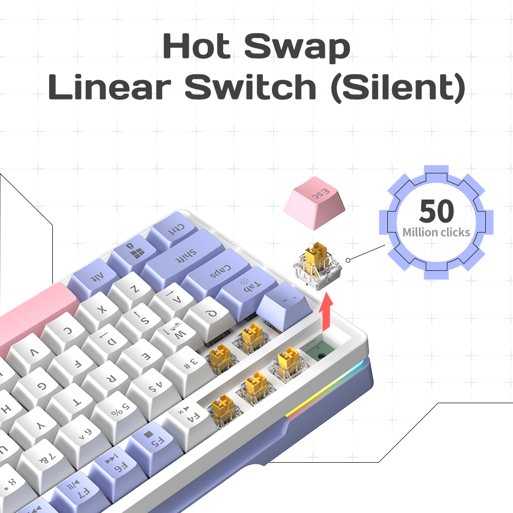 ZA87 80 percent keyboard Hot Swappable exchangeable Yellow Axis ZA87 80 percent keyboard Hot Swappable exchangeable Yellow Axis