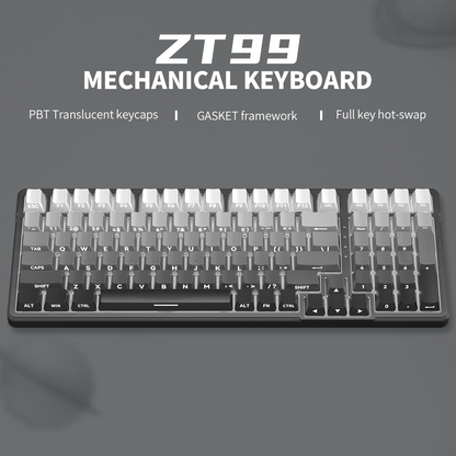 ZT99 PBT Translucent keycaps Gsaket framework hot-swap USB RGB Led Backlit Gaming Mechanical Keyboard 99KEYS
