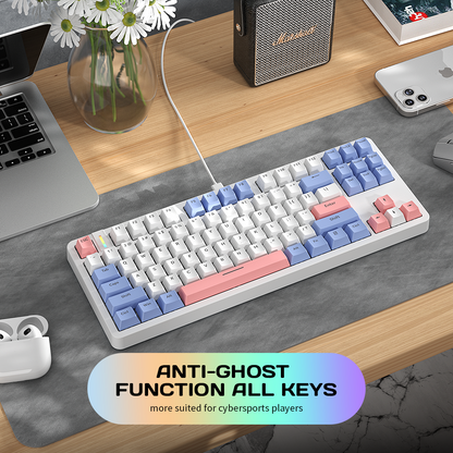 G87 Russian layout 75% Wired Mechanical Gaming Keyboard LED White Backlit 87 Keys Compact TKL Keyboard for Windows Laptop PC