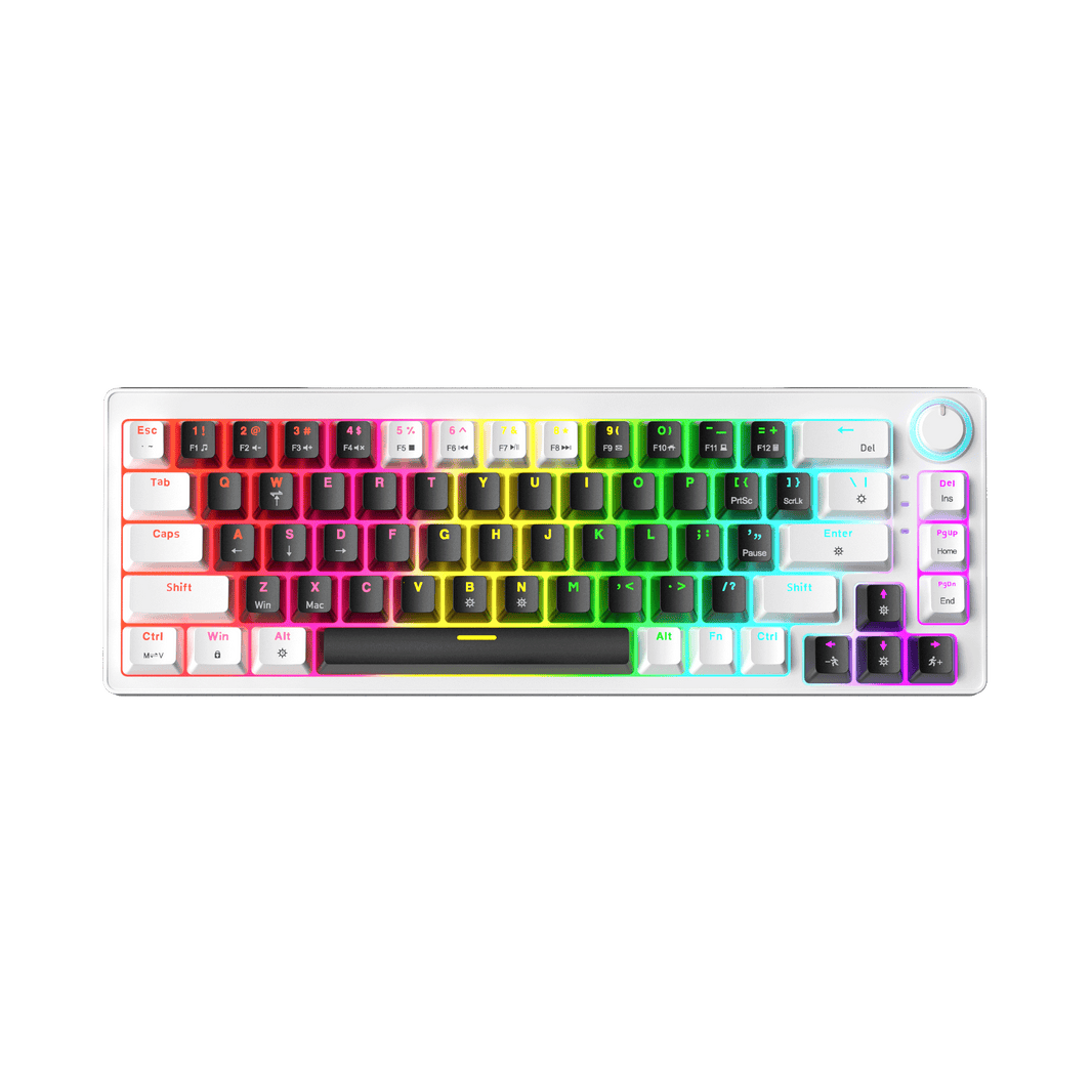 AG68 67 Keys with knob Hot-Swappable Switch ABS Keycap Rainbow Bcaklit Gasket Structure Wire N-Keys Rollover Gaming Mechanical Keyboard