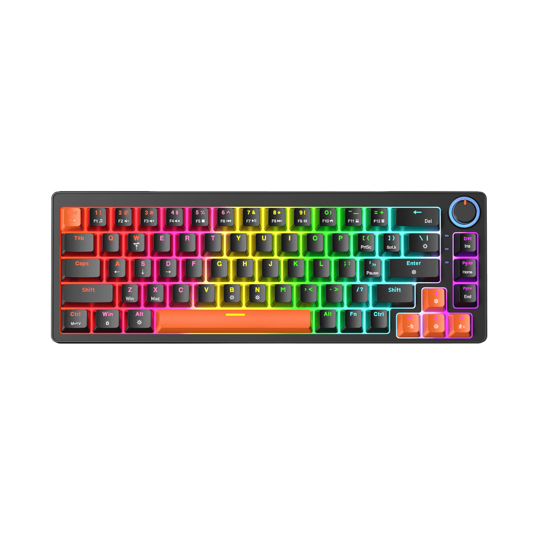 AG68 67 Keys with knob Hot-Swappable Switch ABS Keycap Rainbow Bcaklit Gasket Structure Wire N-Keys Rollover Gaming Mechanical Keyboard