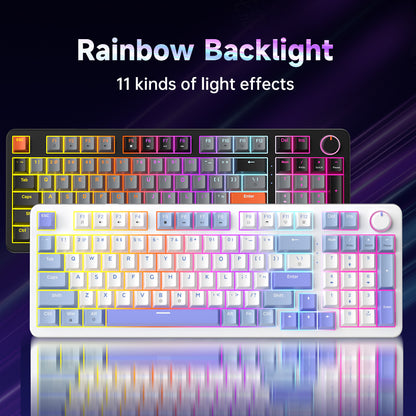 AG98 97 Keys with knob Hot-Swappable Switch ABS Keycap Rainbow Bcaklit Gasket Structure Wire N-Keys Rollover Gaming Mechanical Keyboard