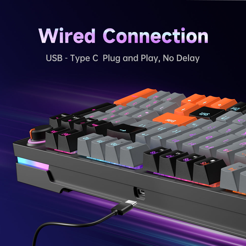 AG98 97 Keys with knob Hot-Swappable Switch ABS Keycap Rainbow