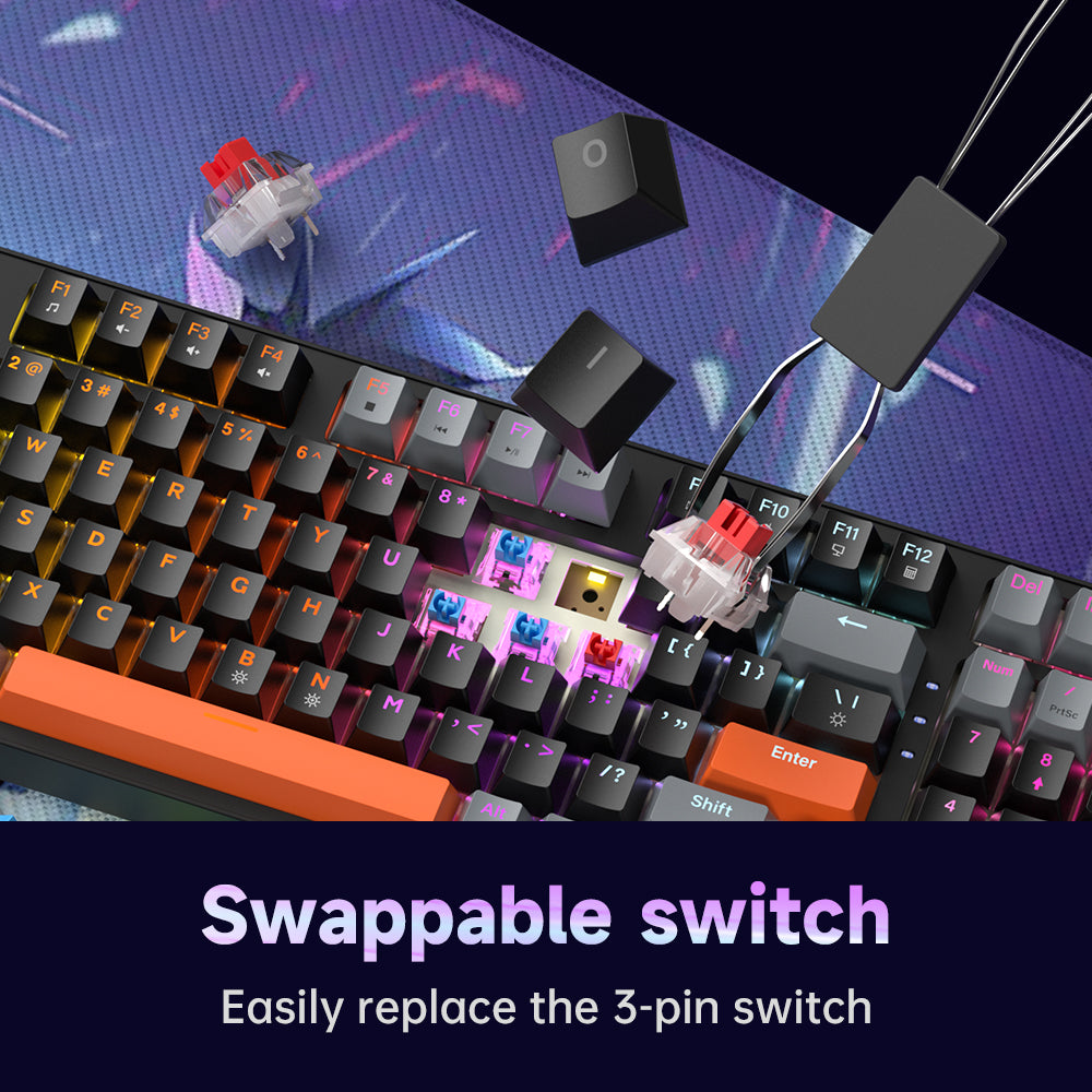 AG98 97 Keys with knob Hot-Swappable Switch ABS Keycap Rainbow