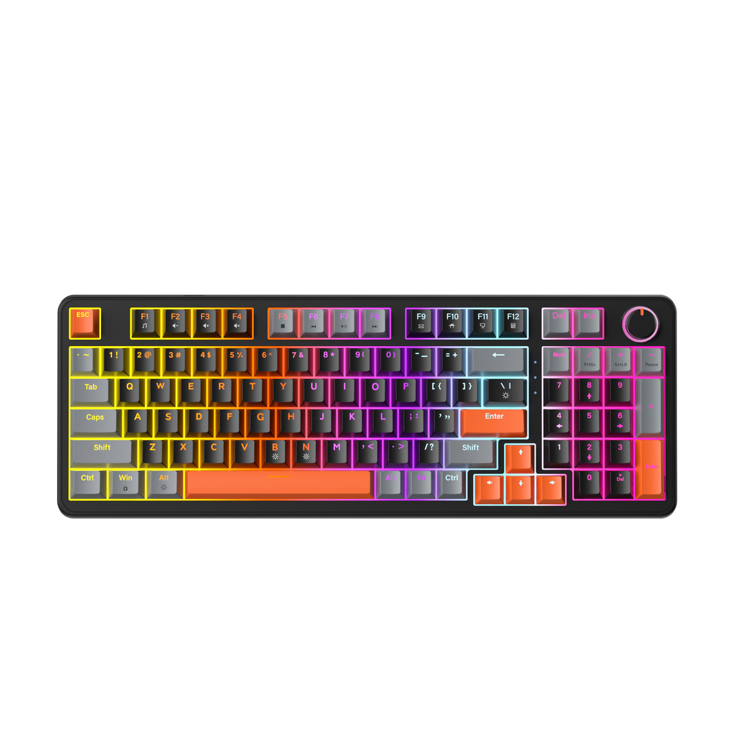 AG98 97 Keys with knob Hot-Swappable Switch ABS Keycap Rainbow Bcaklit Gasket Structure Wire N-Keys Rollover Gaming Mechanical Keyboard