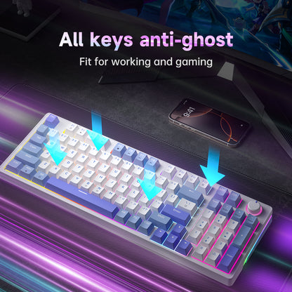 AG98 97 Keys with knob Hot-Swappable Switch ABS Keycap Rainbow Bcaklit Gasket Structure Wire N-Keys Rollover Gaming Mechanical Keyboard