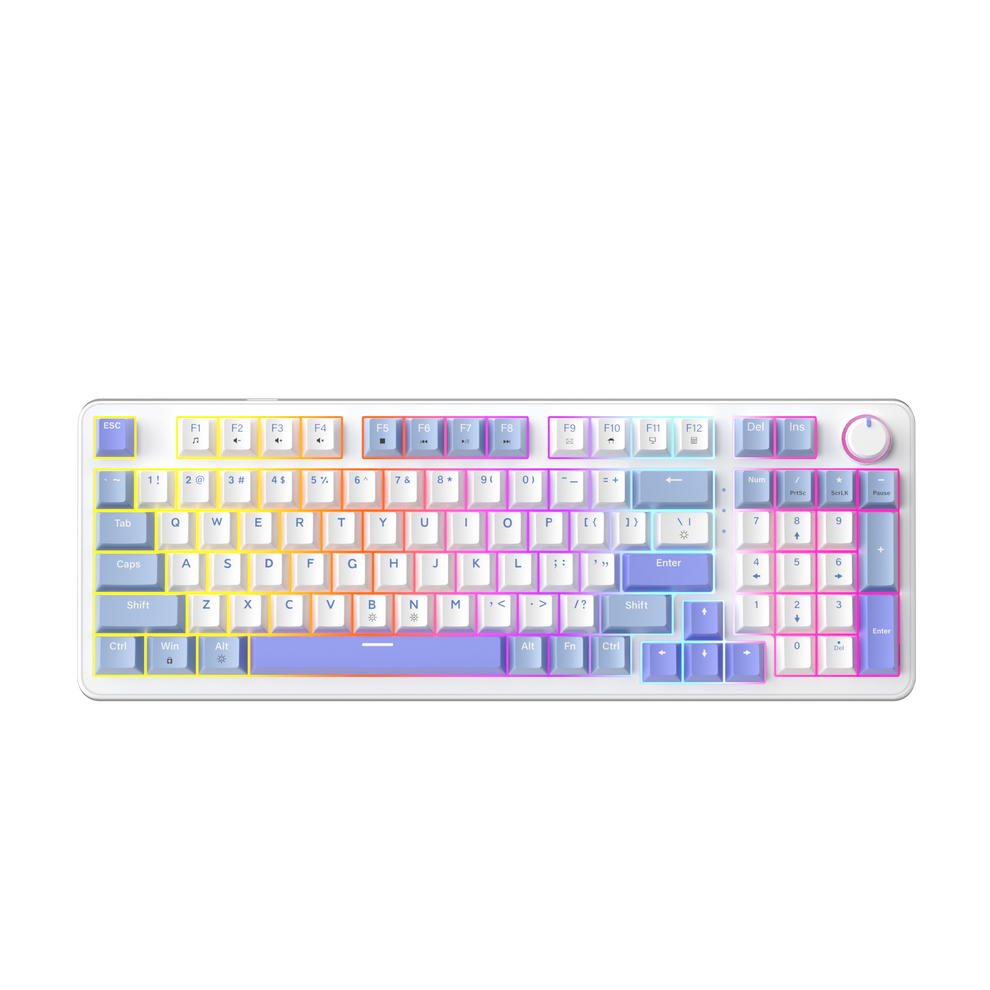 AG98 97 Keys with knob Hot-Swappable Switch ABS Keycap Rainbow Bcaklit ...