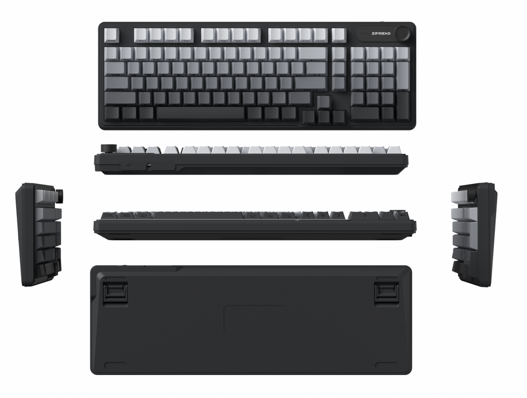 Zifriend 98-Key Detachable Wired Mechanical Feel Membrane Water Proof Keyboard With Screen & Knob