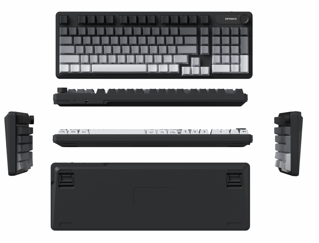 Zifriend 98-Key Detachable Wired Mechanical Feel Membrane Water Proof Keyboard With Screen & Knob