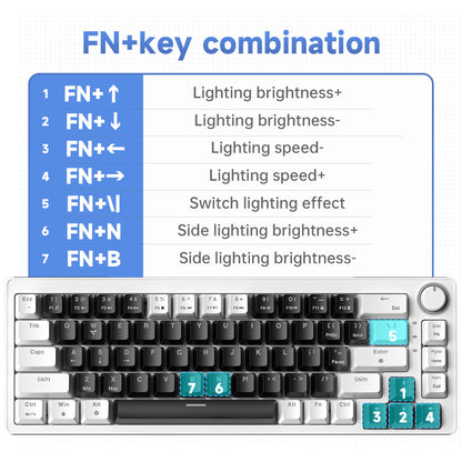 AG68 67 Keys with knob Hot-Swappable Switch ABS Keycap Rainbow Bcaklit Gasket Structure Wire N-Keys Rollover Gaming Mechanical Keyboard