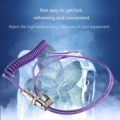 Desktop Computer Aviation Connector Coil Charging Cable Spring Wire Aviator Coiled USB C Mechanical Keyboard Cable Data Cables