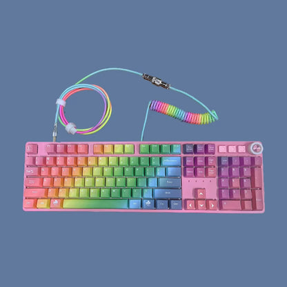 Desktop Computer Aviation Connector Coil Charging Cable Spring Wire Aviator Coiled USB C Mechanical Keyboard Cable Data Cables