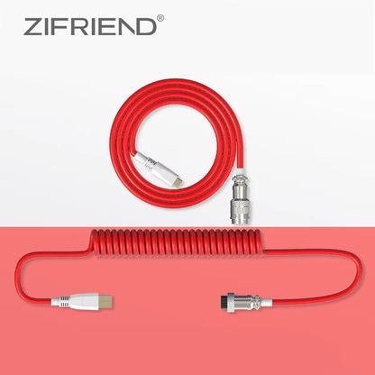Desktop Computer Aviation Connector Coil Charging Cable Spring Wire Aviator Coiled USB C Mechanical Keyboard Cable Data Cables