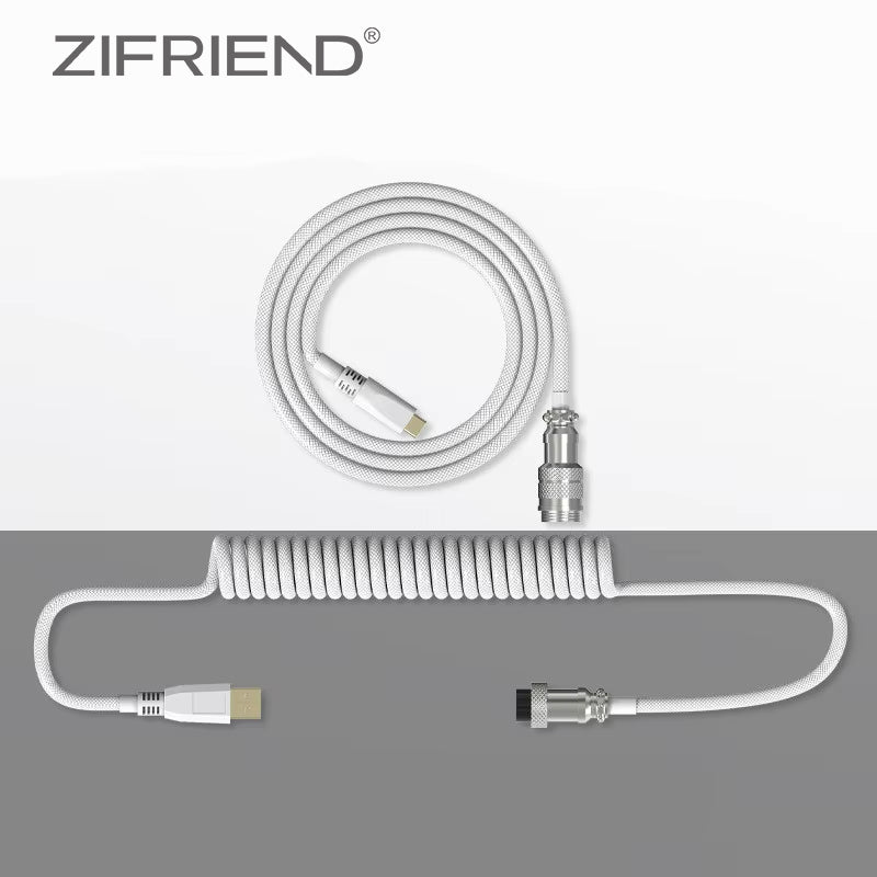 Desktop Computer Aviation Connector Coil Charging Cable Spring Wire Aviator Coiled USB C Mechanical Keyboard Cable Data Cables