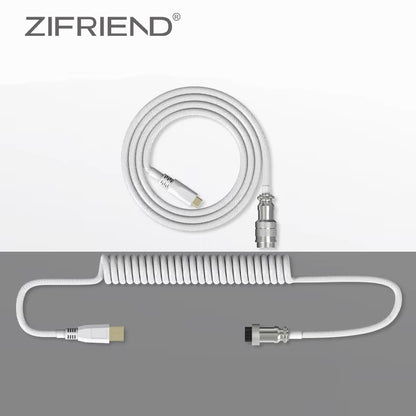 Desktop Computer Aviation Connector Coil Charging Cable Spring Wire Aviator Coiled USB C Mechanical Keyboard Cable Data Cables