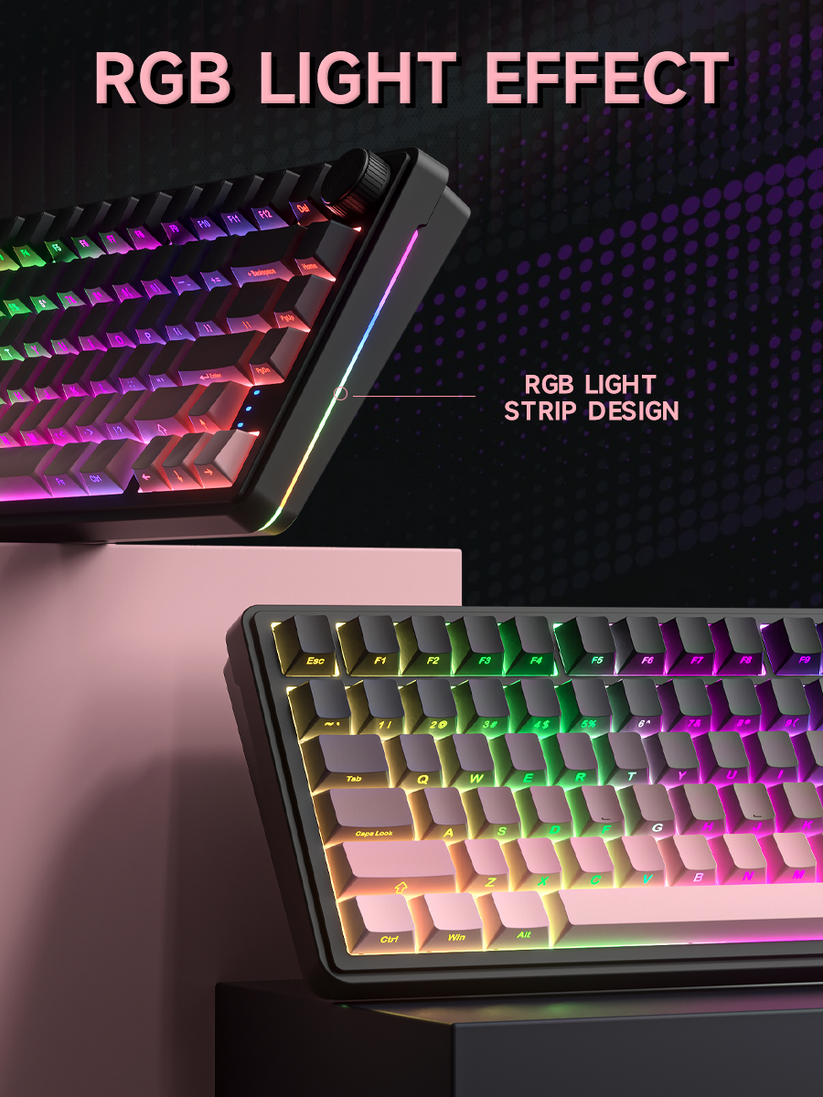 RX75( Tri-mode 4000mA battery ) 80KEYS Hot-Swappable Switch PBT Keycap ...
