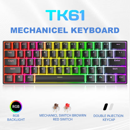 TK61 60% RGB USB wired Swappable Switch Gaming Mechanical Keyboard